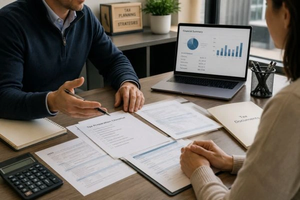 Tax professional consulting client about debt relief