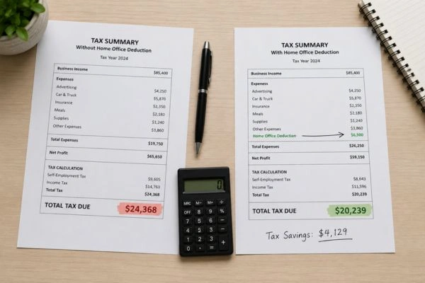 Tax bill reduction from home office deduction