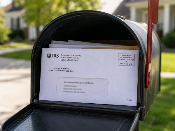 IRS correspondence in residential mailbox for Offer in Compromise case