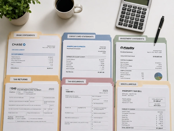 Organized financial documents and bank statements for OIC submission