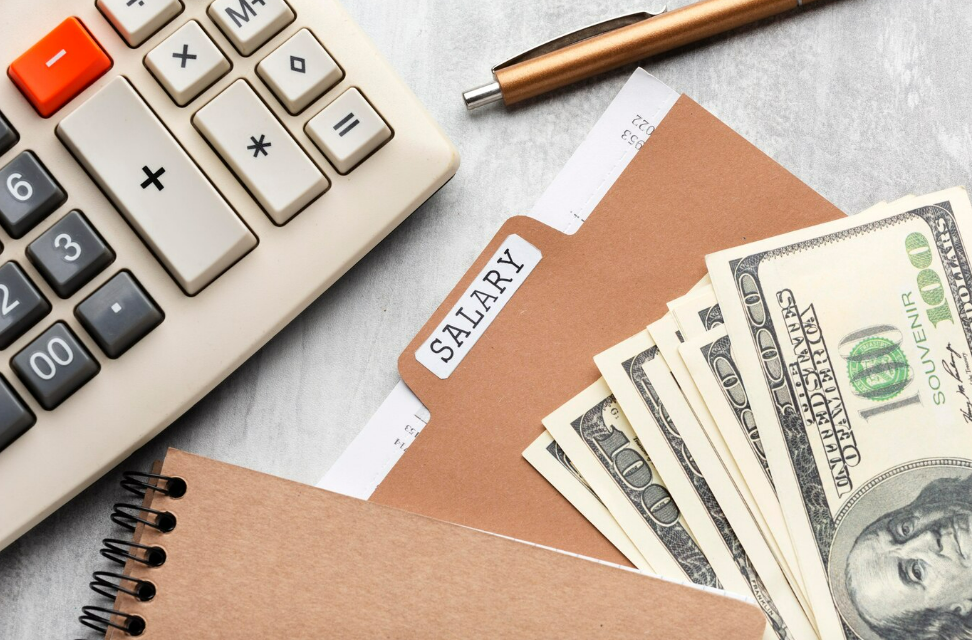 A salary being deducted for salary income tax