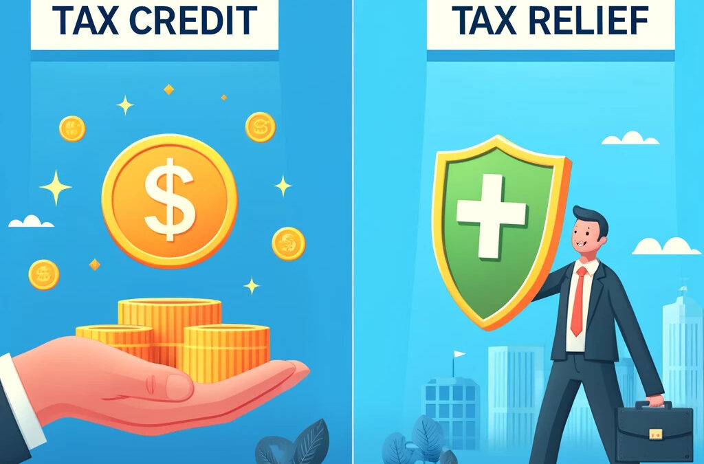 A concept image between tax credit and tax relief