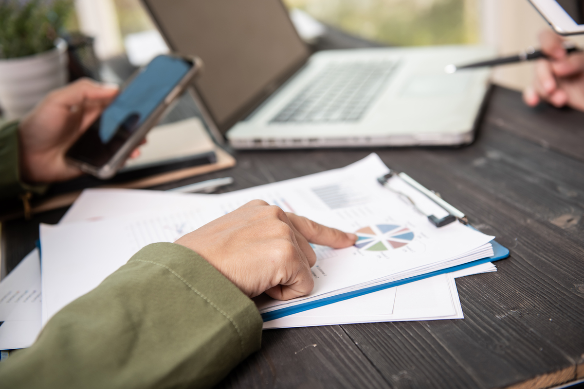 A woman gathering all documents for tax