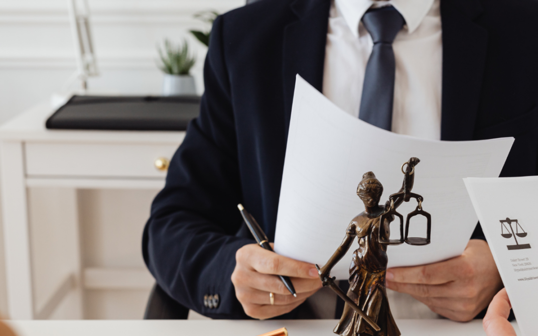 Tax attorney reviewing documents