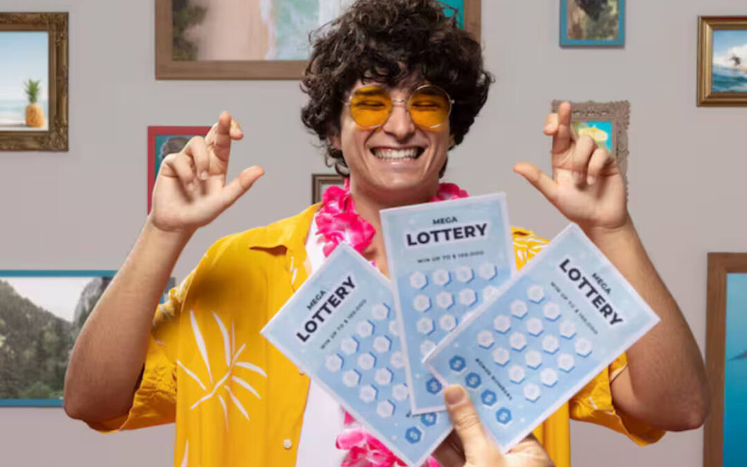 A man with lottery tickets is hoping to win