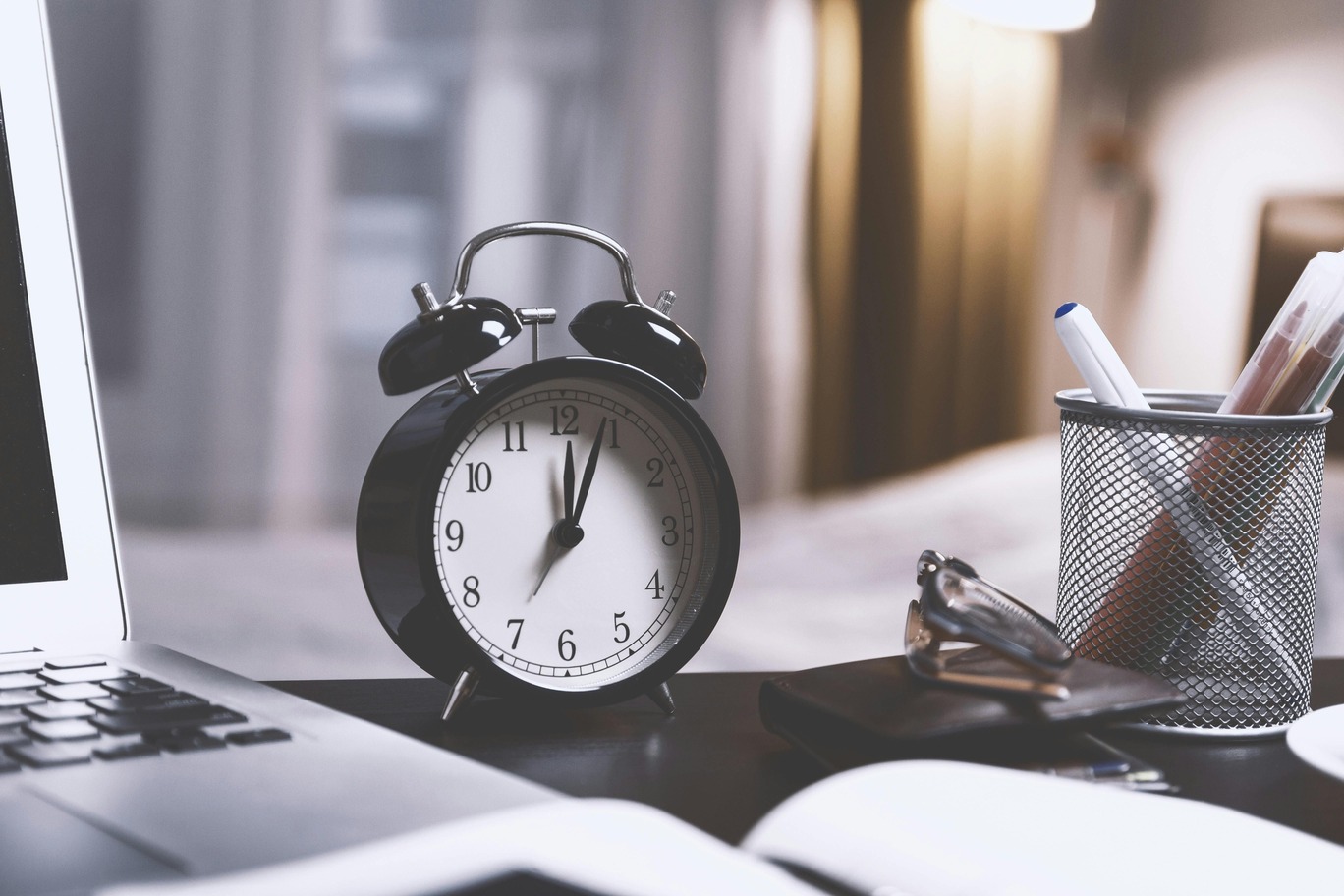 A clock on a table