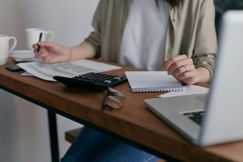 A woman preparing tax documents