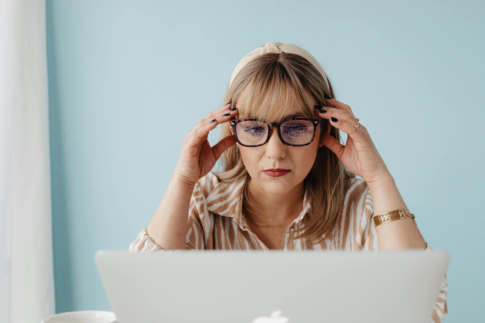 A woman using a laptop