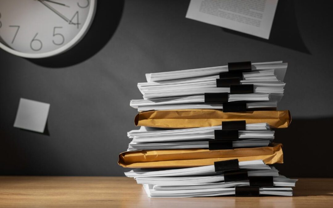 documents on the table of file taxes