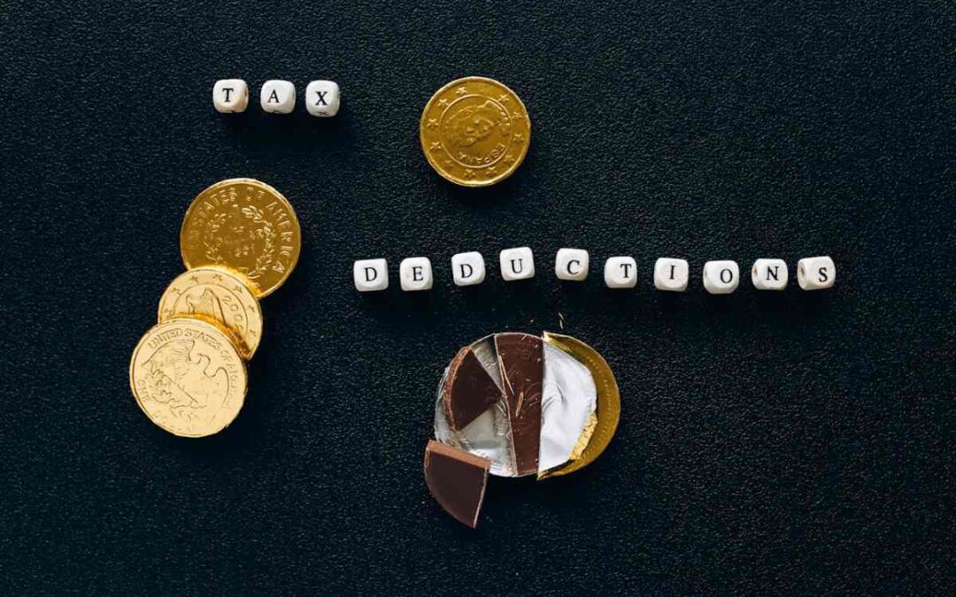 gold coins and chocolate pieces symbolizing tax deductions and savings in tax preparation