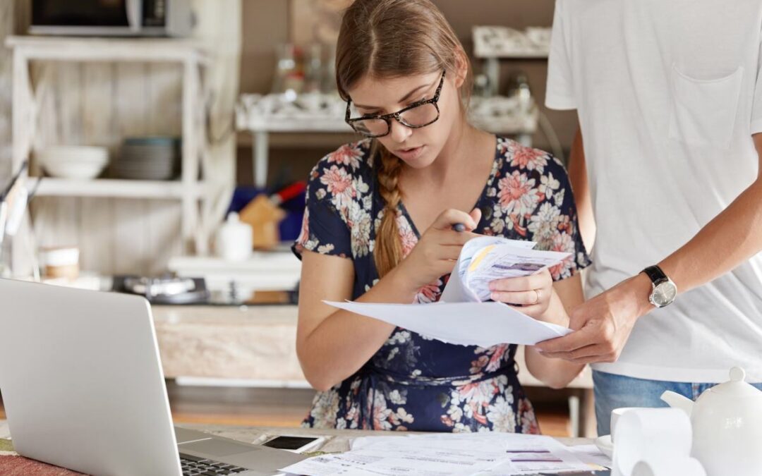 Woman organizing and finding tax receipts