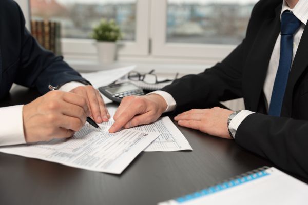 Tax advisor helping client.