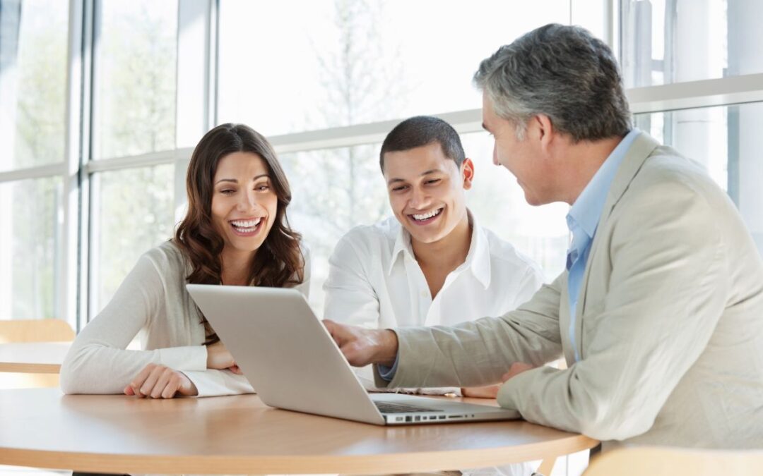 Consultant giving advice to business owners.
