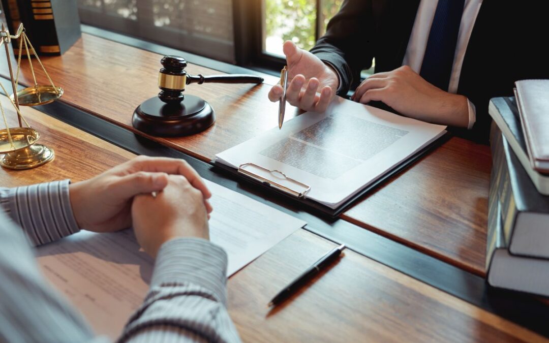 Tax lawyer having a discussion with a client.