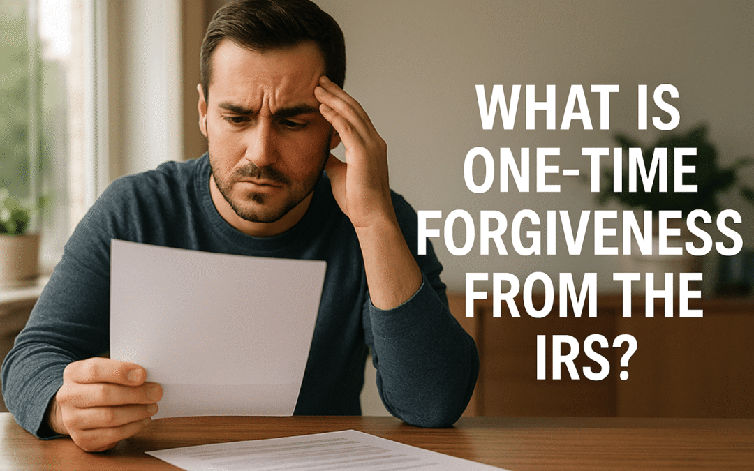 A man considering one-time forgiveness from the IRS