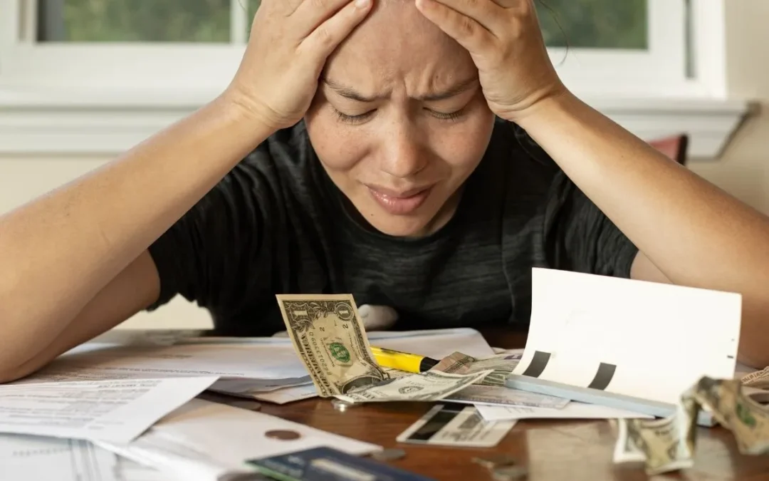 Woman facing financial distress and bankruptcy