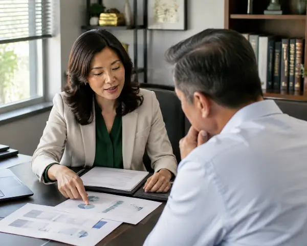 Tax attorney explaining planning to client