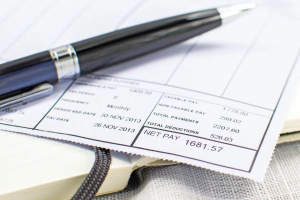 Pay stub showing employee payment details