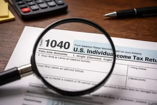 IRS 1040 form under review during tax audit