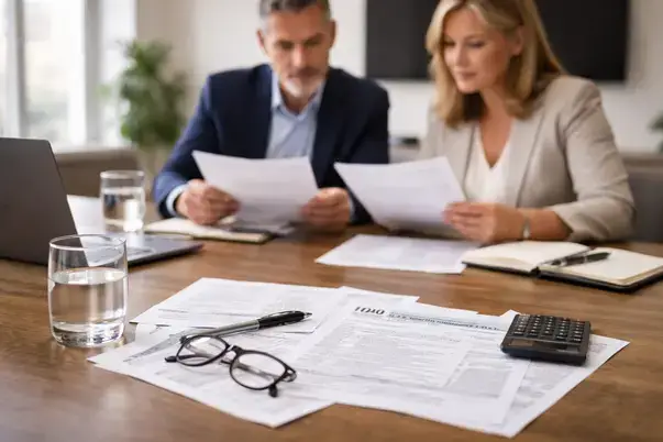 Tax professional preparing for office audit meeting