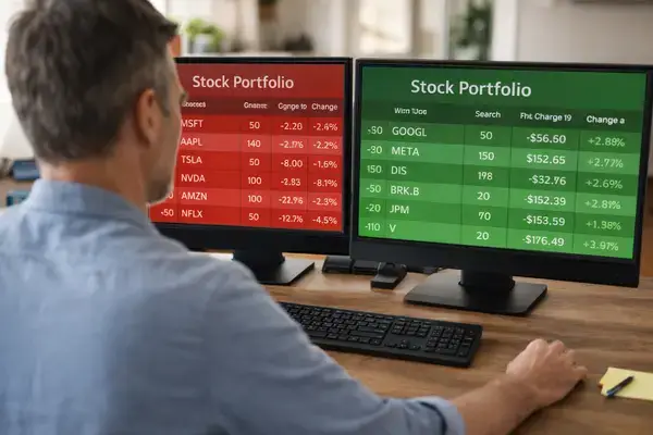 Investor reviewing portfolio for tax-loss harvesting strategy
