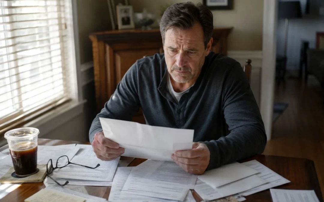 Man reading IRS levy notice at table