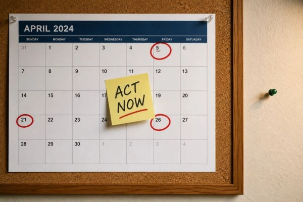 Calendar marking 21-day IRS levy deadline