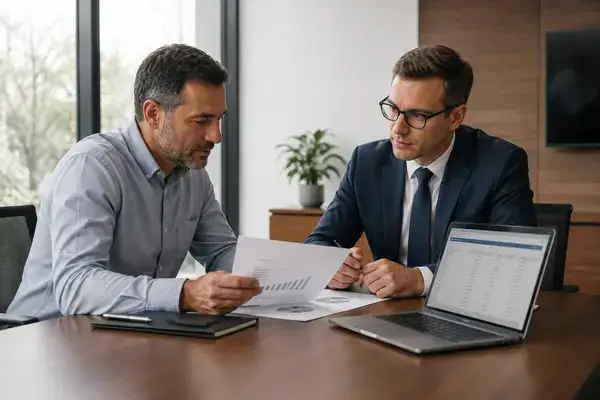 Business owner reviewing S-corp tax planning strategy with CPA advisor 