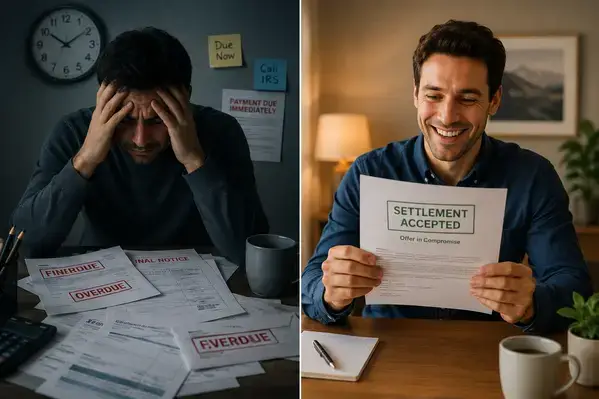 Before and after IRS tax debt settlement through offer in compromise
