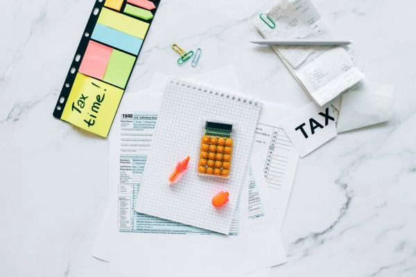 Organized IRS documents and checklist overhead