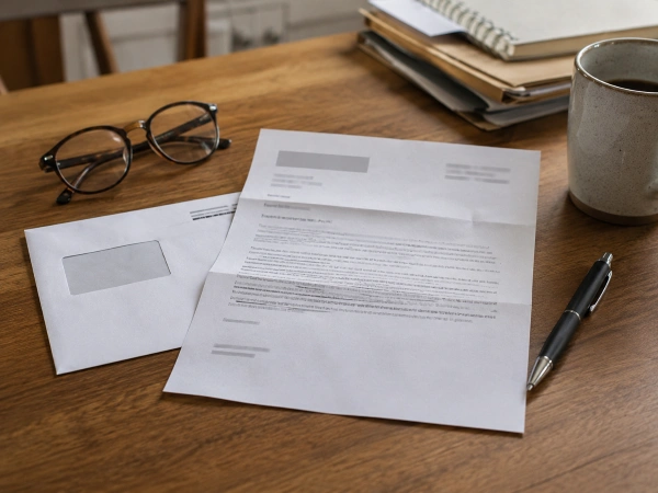 Late tax notice on a table showing IRS penalties for noncompliance
