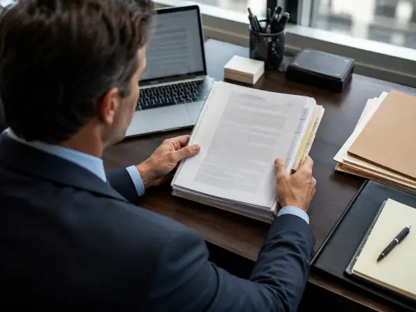 Tax professional reviewing the case file behind a retirement levy