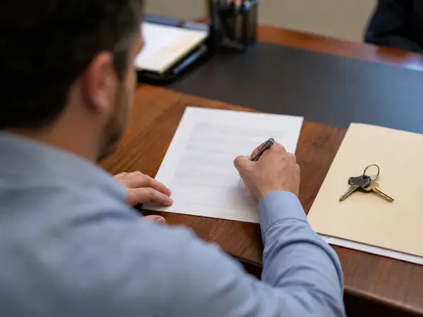 Signing closing documents to sell a home with a federal tax lien