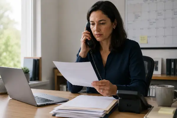 Taxpayer on a phone call about an IRS collection hold during audit reconsideration