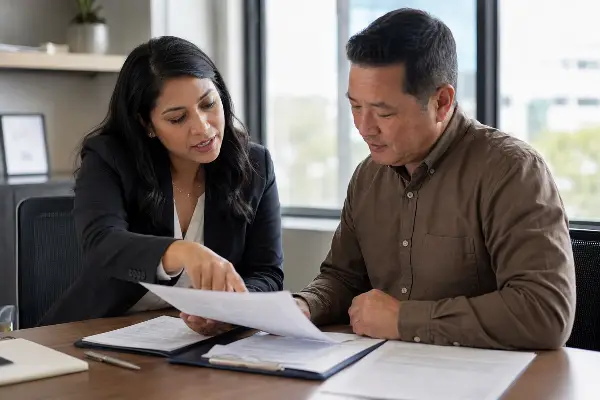 Tax professional reviewing 1099-C next steps with a client