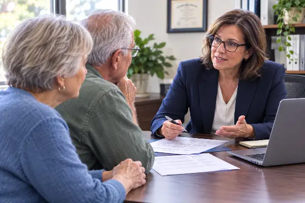 Tax advisor explaining IRS levy options to a retired couple