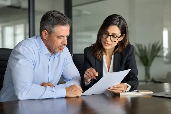 Taxpayer reviewing IRS relief options with a tax professional
