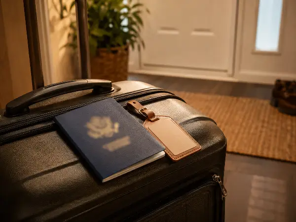 Passport on a packed suitcase at risk from IRS passport revocation