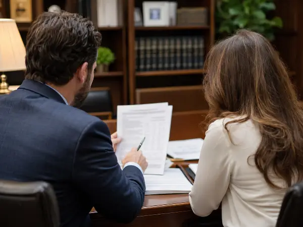 Tax attorney reviewing an IRS levy case with a self-employed client