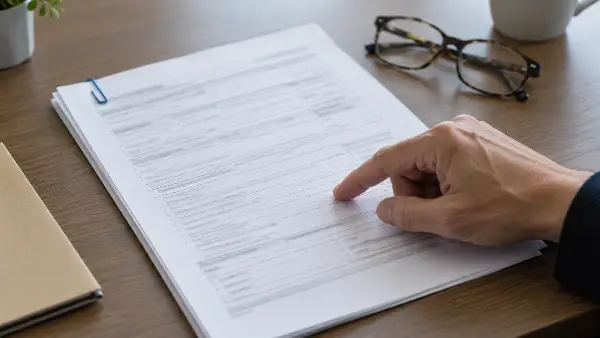 Hand pointing to a line on a printed IRS power of attorney form