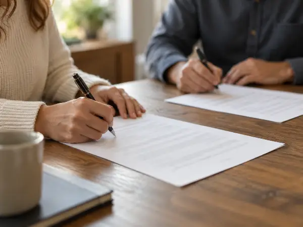 Two people signing separate IRS power of attorney forms