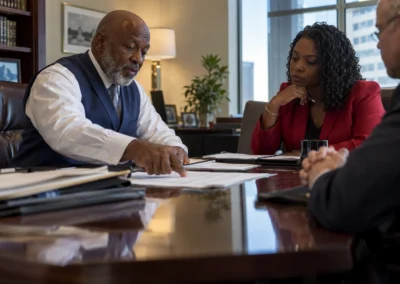 Tax attorney reviewing a revenue officer dispute with a business owner