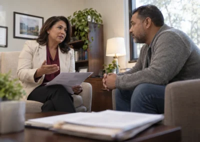 Tax lawyer discussing IRS hardship with a homeowner